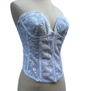 Vintage Low Back White Lace Bustier